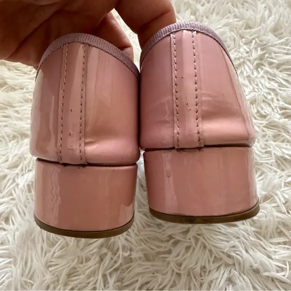 Repetto Camille Ballet Patent Leather Slip On Heel Flats Pink Size 38.5